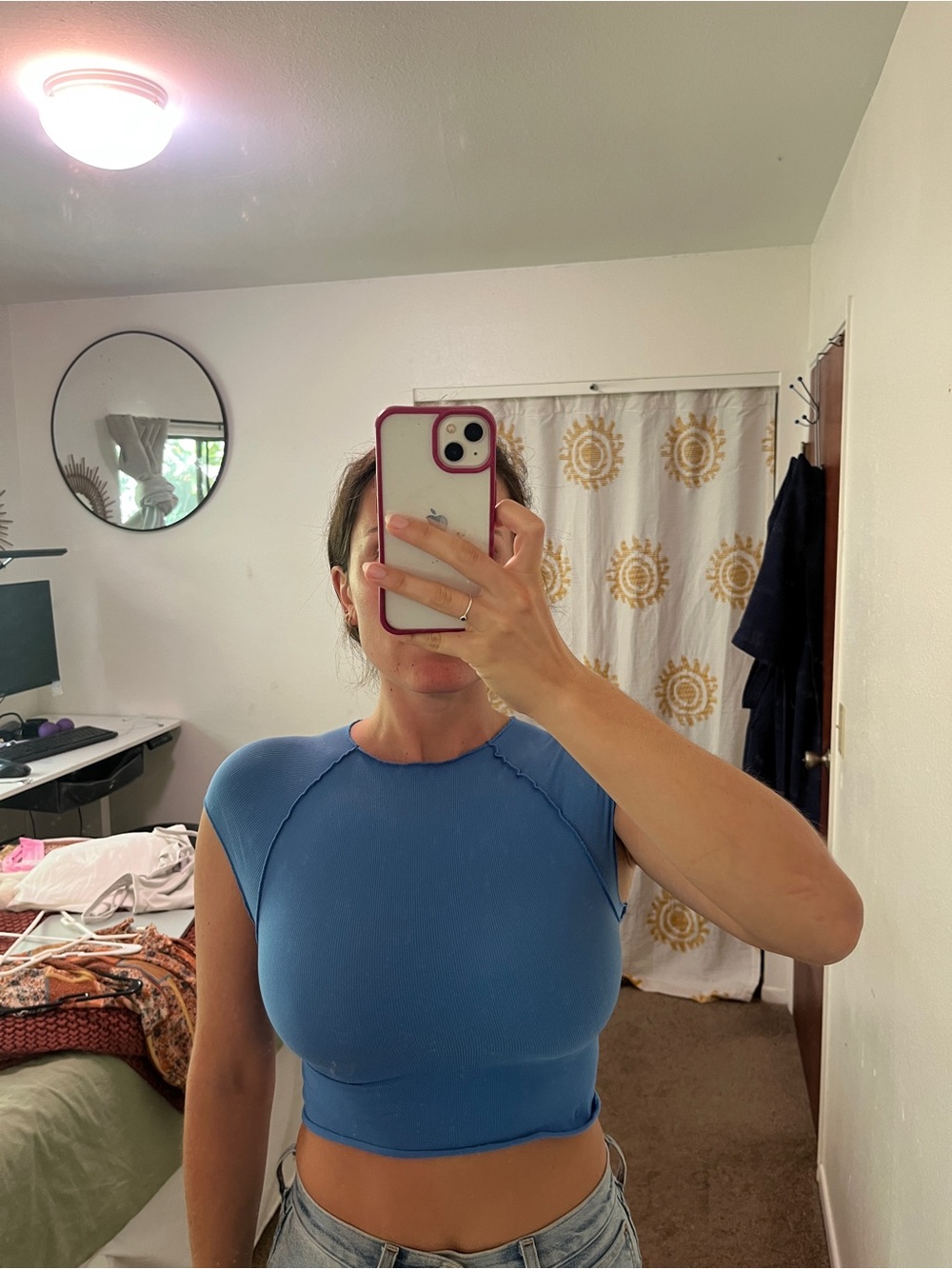 Urban Outfitters Blue Fitted Ribbed Crop Top